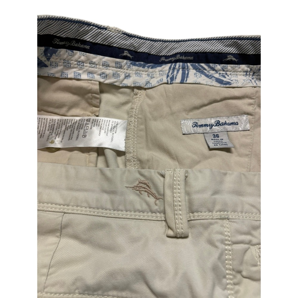 Tommy Bahama Boracay Shorts 36 Khaki Beige Cotton Tencel Blend Flat Front Chino - Picture 6 of 8
